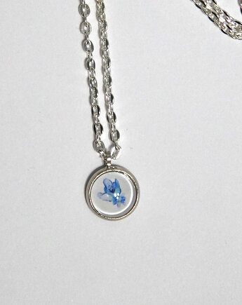Medalion, naszyjnik - Niebieski kwiat - mini, yenoo