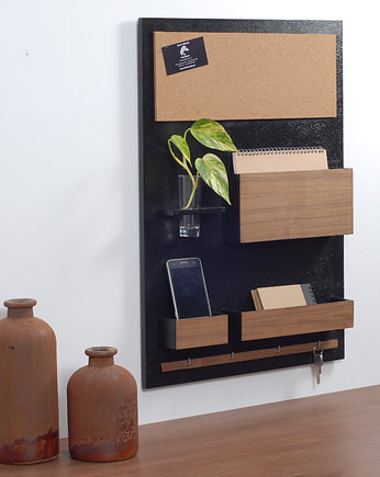 Organizer ścienny- 45x63 cm, drewniany, czarny, Silva Drewniane Dekoracje