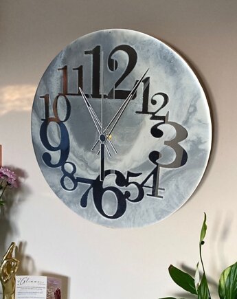 Zegar ścienny z żywicy epoksydowej - 40 cm, FantasticJewelry