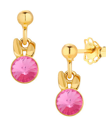 Kolczyki złote z króliczkiem Swarovski /955/, MYNESS