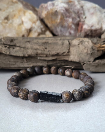 Męska bransoleta z surowym Turmalinem, Seylla pracownia