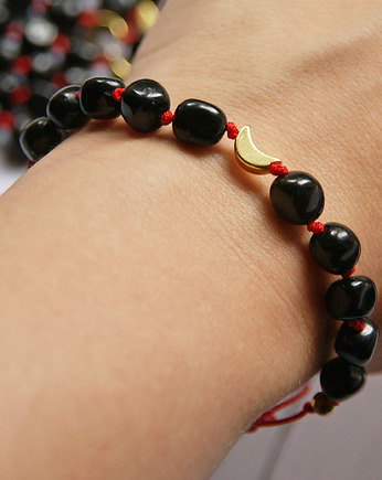 Ochronna bransoletka - czarny turmalin, lunula, kaktusia