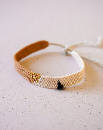 Wąska bransoletka handmade na sznureczku, Słońcem Tkane