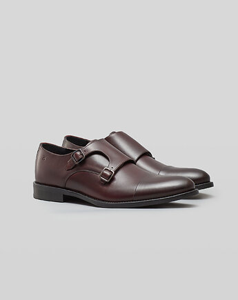 Burgundowe buty monki skórzane p001, BORGIO