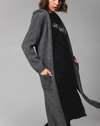 Sweter UNDERWORLD z rozcięciami grafitowy, UNDERWORLD