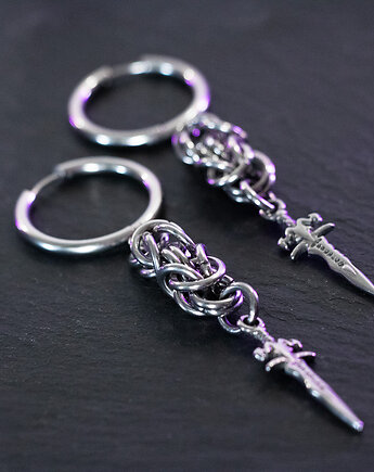 Chain mail goth miecze *Savage Dagger* kolczyki stal nierdzewna, youcore.exe