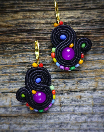 Kolorowe Lentinki- kolczyki soutache, Mró Soutache