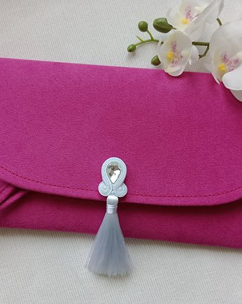 Różowa kopertówka, torebka do ręki fuksja, torebka na wesele, OKAZJE - Prezent na 60 urodziny