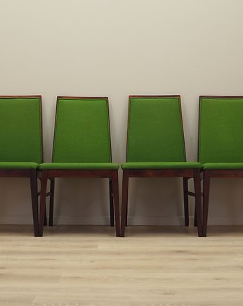 Komplet krzeseł palisandrowych, duński design, lata 70, producent: Dyrlund, Przetwory design