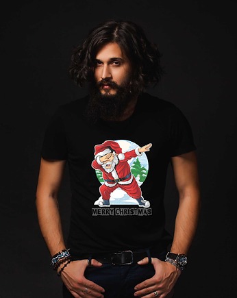 Koszulka organiczna z nadrukiem Santa dabbing, ART ORGANIC