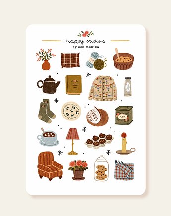 Przytulny dom - arkusz papierowych naklejek A6, Och Monika