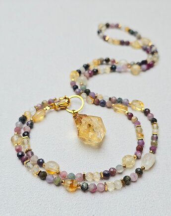 Dłuższy Naszyjnik Kolorowe Turmaliny z Cytrynem, ILEA