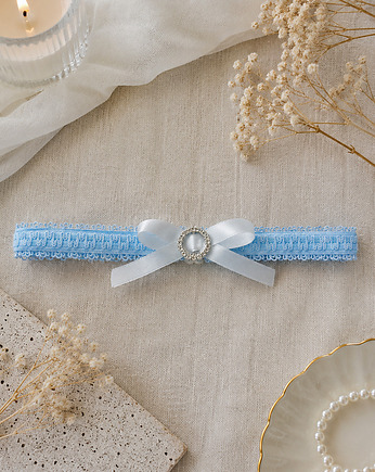 Podwiązka ślubna niebieska z ozdobą z kryształkami regulowana, Lingerie NTL