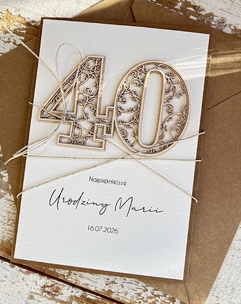 Wyjątkowa personalizowana kartka ręcznie robiona na 40 urodziny, sorte