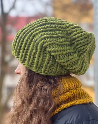 Zimowa czapka z wełny peruwiańskiej  i alpaki Lumi zielona, Made by Jaga