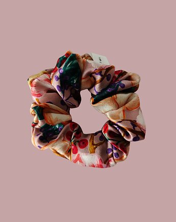 Gumka jedwabna, scrunchie, frotka jesienne kwiaty MIDI, Capillum