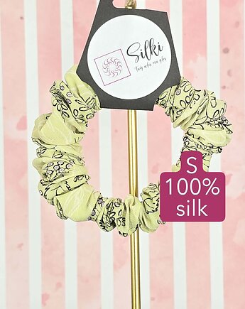 S wąska gumka jedwabna do włosów jedwab naturalny scrunchie winogronowa, Silki