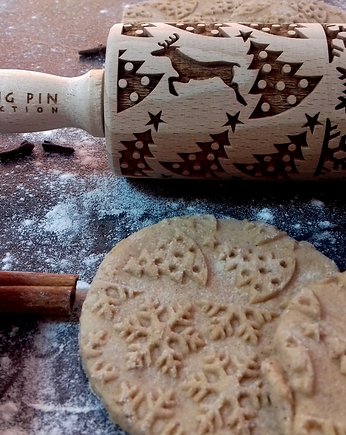 choinki i śnieżki- wałek grawerowany mały, Rolling Pin Collection