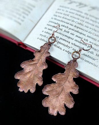 Liście dębu VII kolczyki miedziane, Treemasters Copper Jewelry