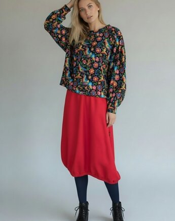 Zestaw bluza Citta i spódnica Samsara, folkowy wzór w ptaki, rozmiar M, Auri Lili