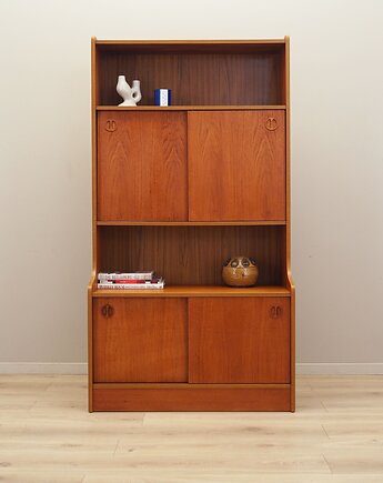 Biblioteczka tekowa, duński design, lata 60, produkcja: Dania, Przetwory design