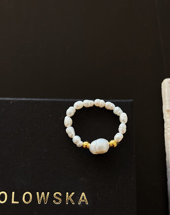 Pierścionek elastyczny perły, Chmolowska Jewellery