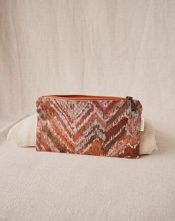 Mała lniano - bawełniana kosmetyczka / piórnik upcycling, Patchoula
