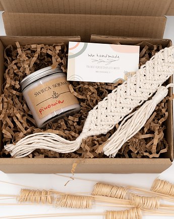 Zestaw prezentowy Zakładka makramowa i świeca sojowa, wu handmade