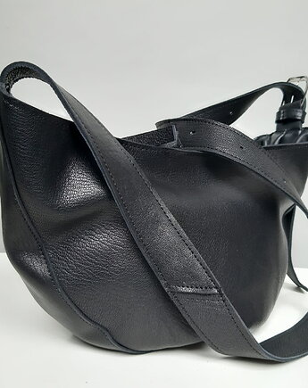 Rogalik średniej wielkości skórzana torebka z klamerką, Łagoda