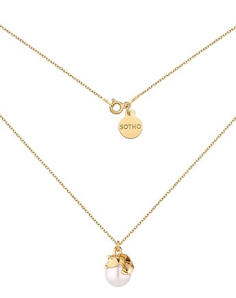 Złoty naszyjnik z kotkiem i perłą SWAROVSKI CRYSTAL, SOTHO