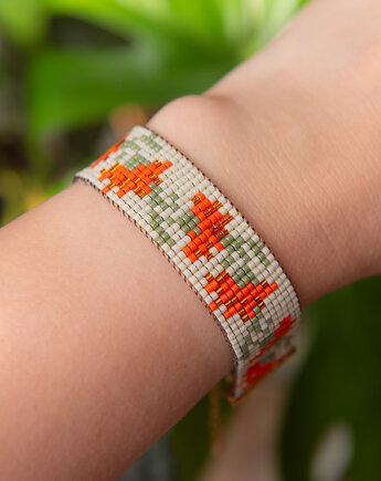 Bransoletka SUMMER MEADOW - kwiaty - koraliki Miyuki, Greenmoon Handmade