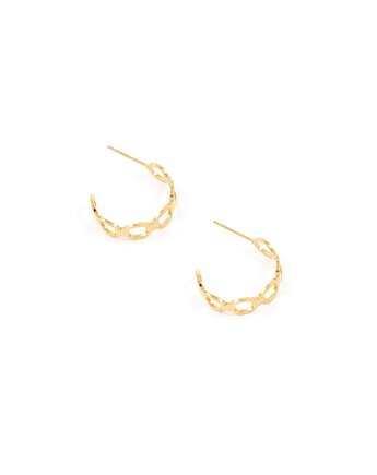 Koła z łańcuszka  - kolczyki sztyfty ze stali szlachetnej pozłacanej, Kulka Bransoletki