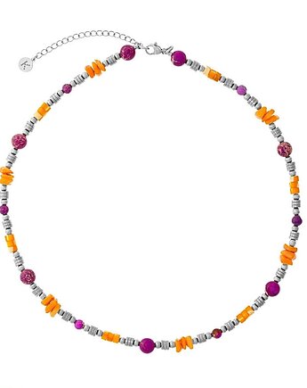 Naszyjnik Pink & Orange - Srebrna stal szlachetna, Kulka Bransoletki