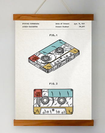 Kaseta - patent - plakat 50x70 cm, minimalmill