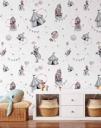 Tapeta ścienna Baśniowy Cyrk Biel 53cm x 10m PZ, Bajkowe Wnetrza