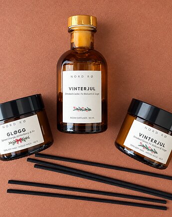 Świąteczny zestaw VINTERJUL & GLØGG: dyfuzor 90 ml i 2 świece sojowe 45 g, NORD RØ