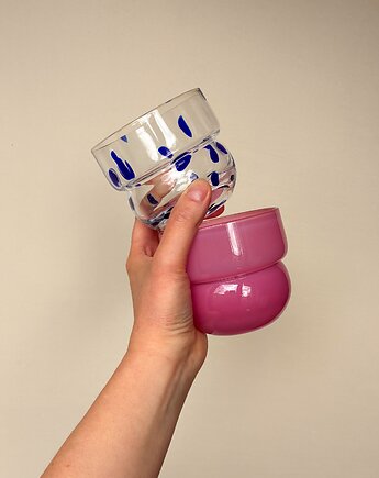 SZKLANKI RUNO MIX REGULAR (2szt.) malina + kobaltowe ciapki, FORMY PROSTE