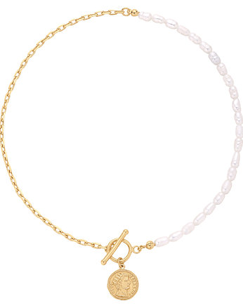 Złoty naszyjnik z naturalnych pereł zdobiony monetą, SOTHO