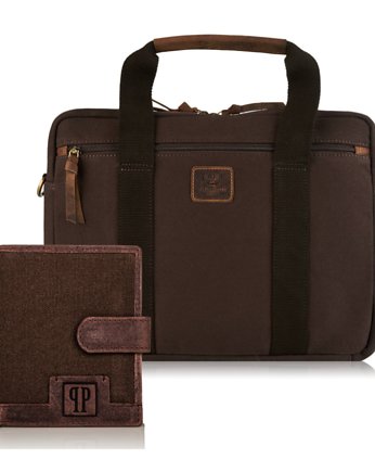 ZESTAW PREZENTOWY ZUP-75-BR TORBA NA LAPTOPA T-31-BR I PORTFEL MĘSKI T-04-BR, Paolo Peruzzi