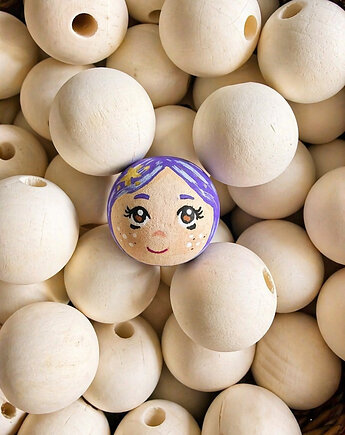 Ręcznie malowany koralik z twarz syrenki 3 cm do makramy i rękodzieła 1 szt., plecione_