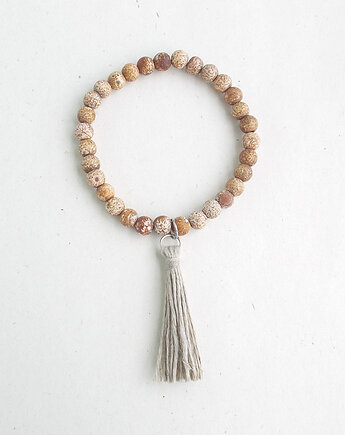 Agat matowy bransoletka z frędzlem, galeria nuit