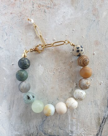 Bransoletka FANABERIA KULKI labradoryt, howlit, jaspis, amazonit. akwamaryn, modesign