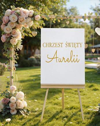Naklejka na chrzest święty na ściankę imię dziecka 60 cm kolory, Magnetyczne Studio