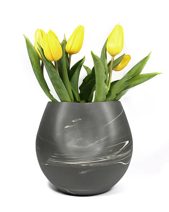 wazon na kwiaty/pojemnik, grafitowo-czarny- duży, Pracownia Unikatu