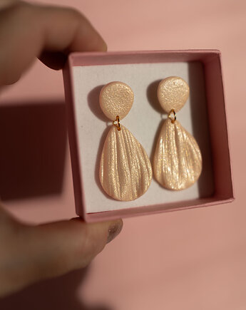 Kolczyki listki z fakturą, Dwie Gliny