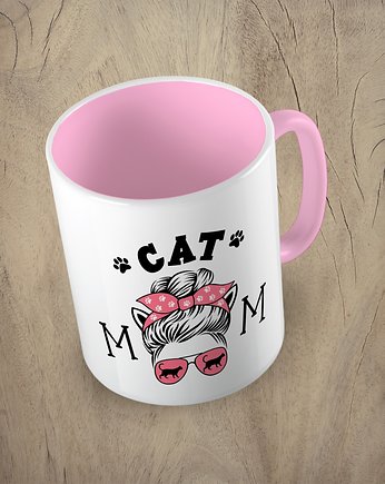 Kolorowy kubek z hasłem CAT MOM - mix kolorów, Fotobloki and decor