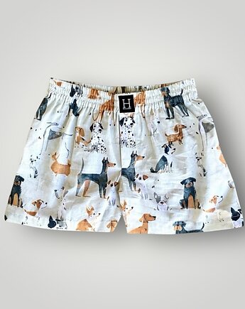 Spodenki unisex do spania bokserki w pieski, HisOutfit