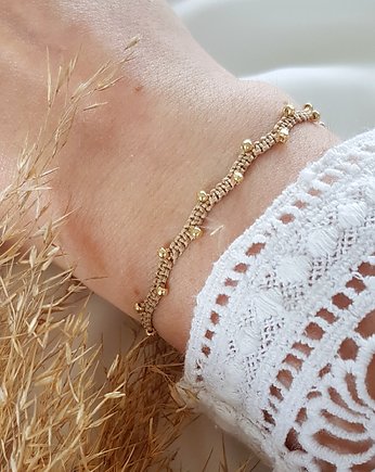 pleciona bransoletka ze złotymi kuleczkami, LEI handmade 