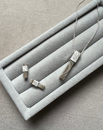 Komplet  z kolekcji EDGY/ SILVER/krzemień- ZAMOWIENIE, Daria Siwiak Jewellery