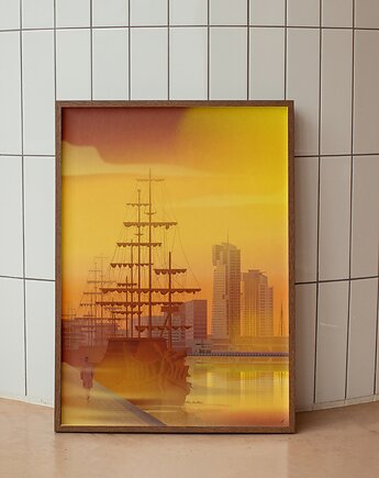 Plakat GDYNIA, port, Bałtyk, Zatoka, Konrad Kunc